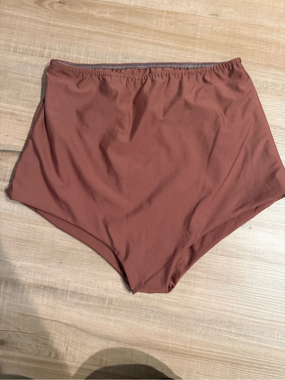 High-Waist Swim Briefs in Rust Brown
